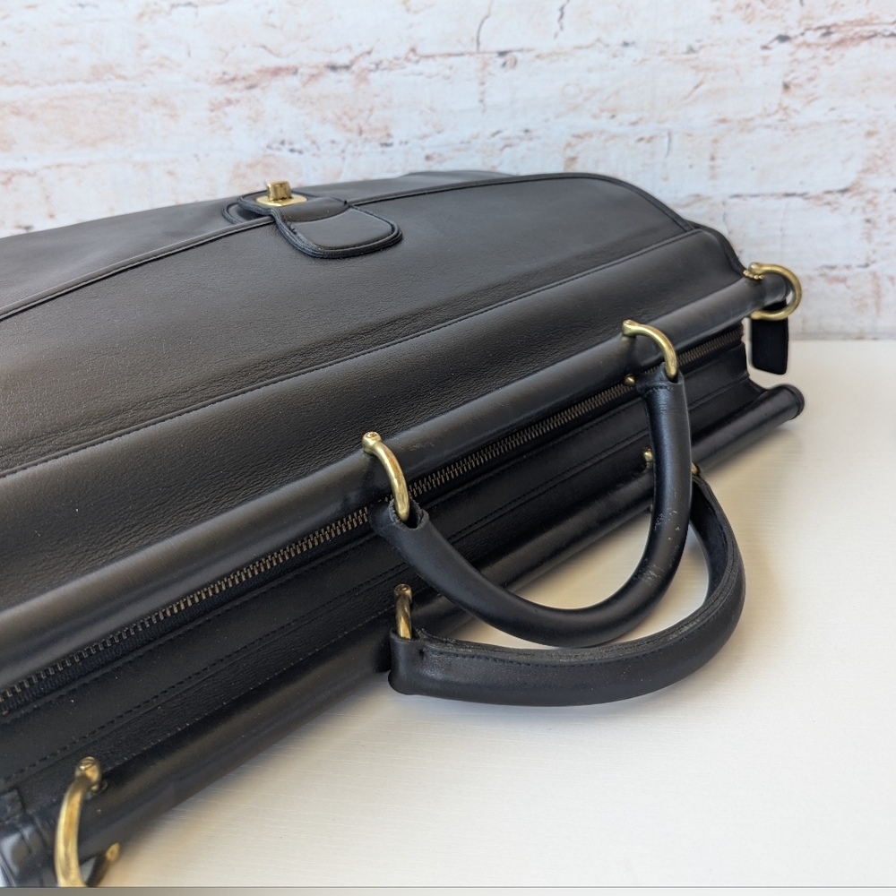 Coach  Vintage Lenox Black Leather Briefcase with Gold Accents - Picture 12 of 16